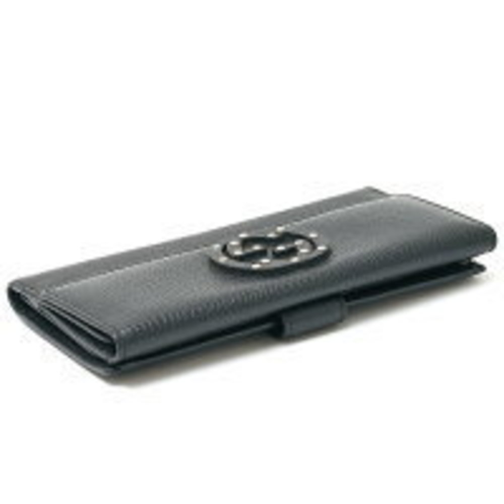 Gucci Interlocking Stud Wallet Fold Long Black Gg… - image 4
